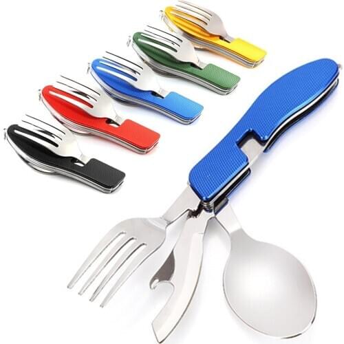 Outdoor Folded Dinnerware Kitchen Supplies Spoon Chopsticks Set Multi-functional Utensil Flatware Spoon And Fork Accessories