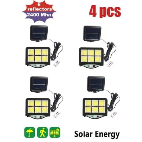 4pcs seperable 3 Modes 120LED Solar Wall Light PIR Motion Sensor Outdoor Waterproof Garden Solar Power Street Path Lamp remote c