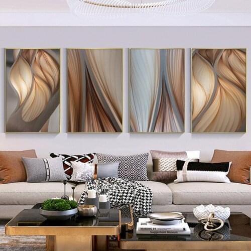 Nordic Minimalist Modern Abstract Line Streamer Decoration Bedroom Background Wall Decoration Frameless Hanging Painting Core