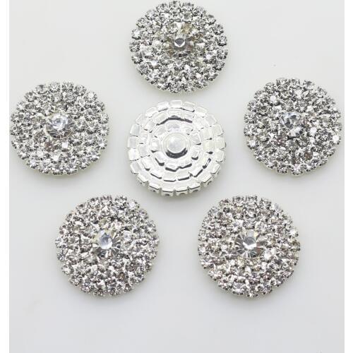 Limited time wholesale 10pcs, 2.3cm Three rows of circular flat diamond buttons,Floral center scrapbooking Intimate Accessories