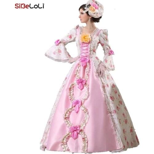 Printing Royal Dress 18th Century Costume Marie Antoinette dress Fashion Party Dress