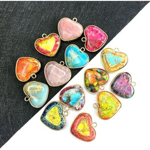 Love Heart Shaped Emperor Stone Pendant Charm Pendant Used for DIY Jewelry Making Heart Shaped Necklace Pendant Size 23x24mm
