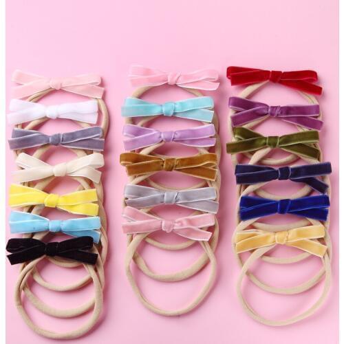 18pcs Baby Girls Velvet Headband Hair Bow Head Band Elastic Bowknot Hairband for Children Kids Toddler Hair Accessories Headwear