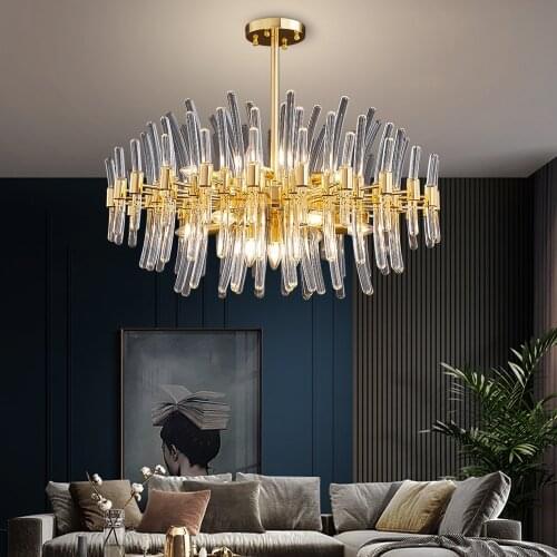 YOOGEE Luxury Modern Crystal Hanging Round Chandelier for Living Room LED Lamp Bedroom Decoration Creative Light Fixture
