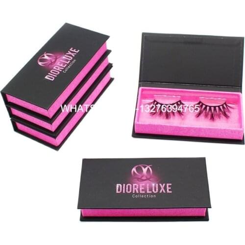 Luxury Black Lash Case With Tray Custom Lash Case With Your Logo 100% Handmade Mink Eyelash Supplier Hot Pink Glitter Lashes Box