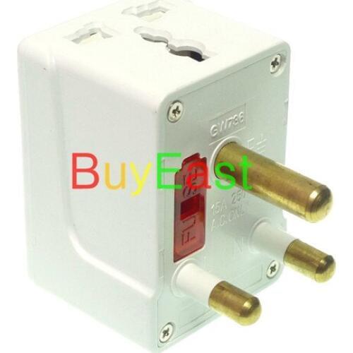 Brand New Big South Africa Electrical Adapter Type M 8.7mm 3 Way Multi Outlet 15A Fused