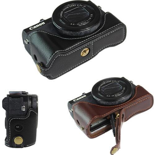 Real Genuine Leather Camera bag case For Canon G7XIII G7X MarkIII G7X III G7X3 G7XM3 half cover shell with Battery Opening
