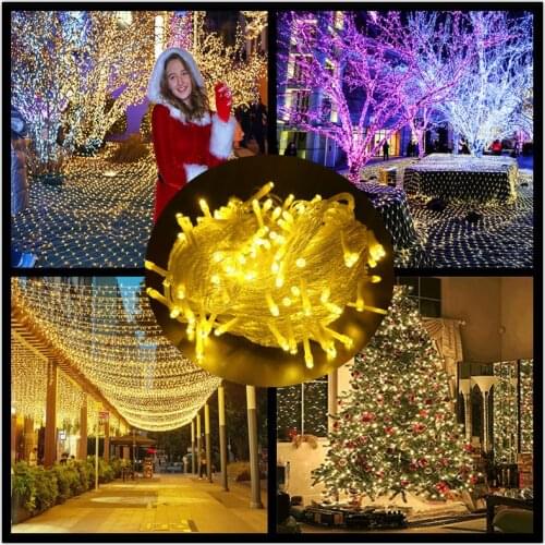 EU US Plug Led Fairy String Lights Garlands Garden Decor Christmas Decorations for Hoem Outdoor 2021 New Year Street Patio Decor