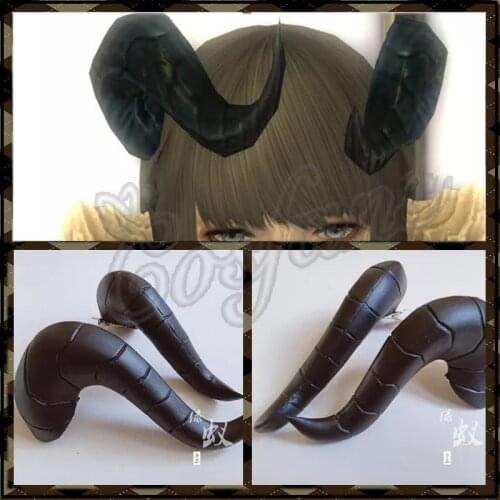 Anime FF14 Final Fantasy XIV Ultimate Weapon Cosplay Horns Head Clip Headwear Hairwear Cosplay Props Accessories Hair Clip