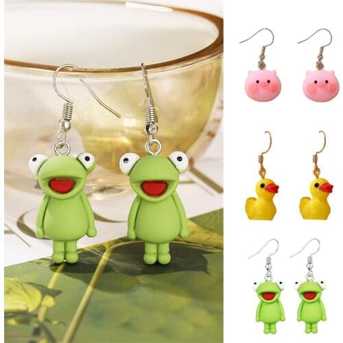 1pair Cute Animal Bite Earring Cartoon Soft Clay Animal Earrings Little yellow duck Earrings Piggy Earrings Party Fun Gifts