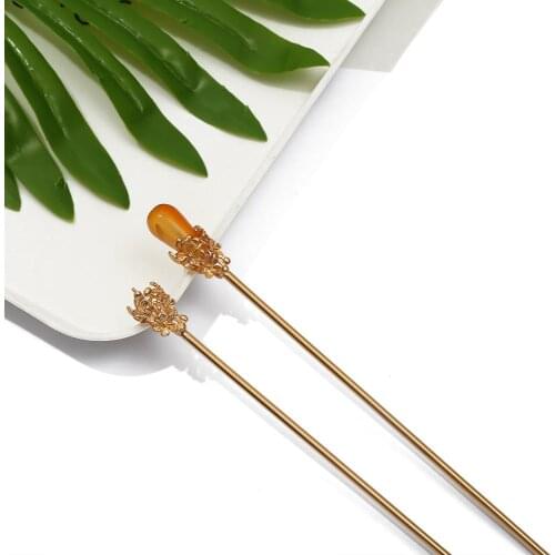 1 pcs Vintage KC Gold Color Plum Blossom 2.5x130mm Hair Comb Sticks Hairpin Blank Base Settings For DIY Jewelry Making Barrettes