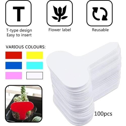 100Pcs/Set T-type Garden Tags Pot Label Plastic Flower Label Nursery Garden Decoration Thick Tag Markers