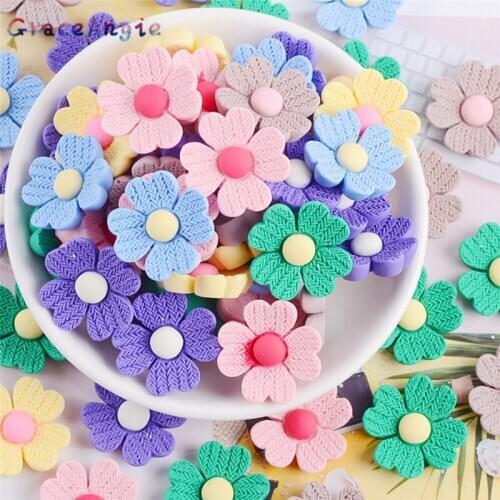 20pcs/lot Resin Flowers Hair Cabochon Pendant Charms Necklace Bracelet Kawaii Jewelry Fine Gifts Crafts Earrings DIY Wholesale