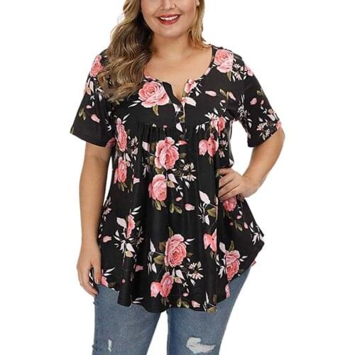 2021 Summer Floral Oversized Tshirt Women Loose T-shirt Oversize T Shirt Ladies Plus Size Tee Shirt Femme 4XL 5XL