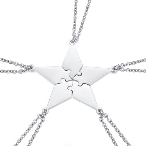 2021 Titanium Steel Heart-shaped Puzzle Family Friendship Five-pointed Star Jewelry DIY Lettering Necklace For Women And Men
