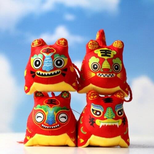 2022 Year of the Tiger Mascot Zodiac Red Doll Pendant Plush Toy Gift Pendant Cute Festival Gift