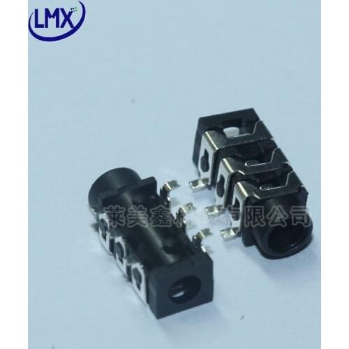 30pcs/lot PJ-313D PJ-313 3.5mm audio jack headphone jack earphone jack socket 6Pins BLACK