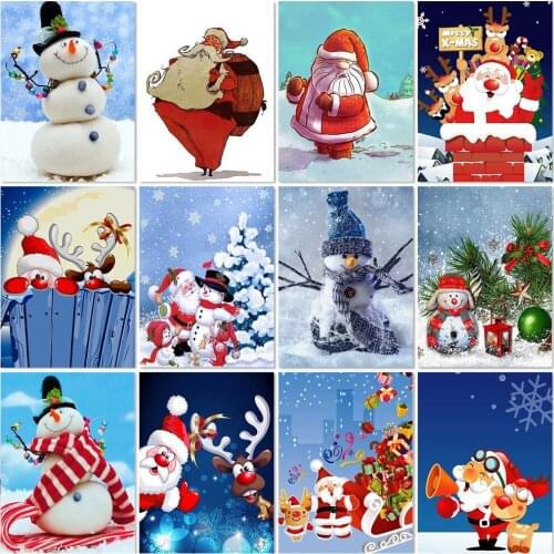 5D Diamond Painting Snowman Winter Landscape Diamond Embroidery Cartoon Santa Claus Cross Stitch Rhinestone 3D Mosaic Decor Gift