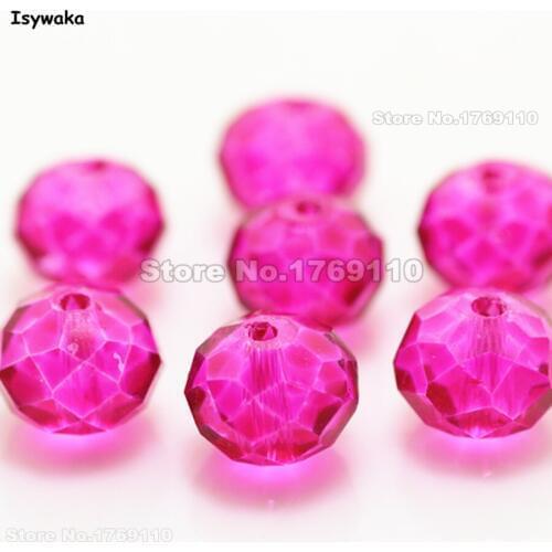 Isywaka Rose Color 8*10mm 70pcs Rondelle Austria faceted Crystal Glass Beads Loose Spacer Round Beads for Jewelry Making