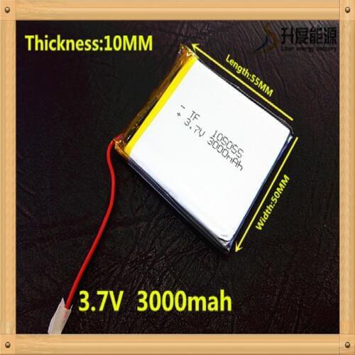 Free shipping 3.7 V lithium polymer battery 3000 mah interphone 105055 GPS vehicle traveling data recorder