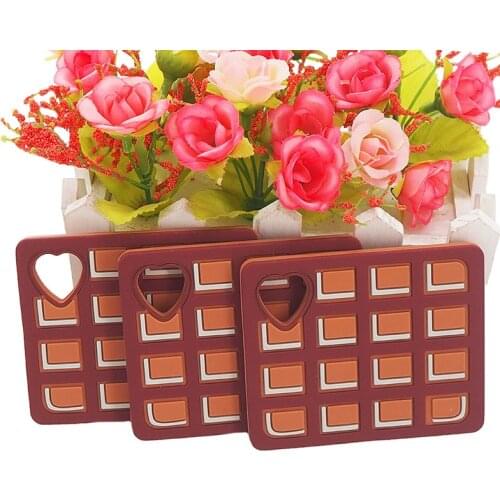 Chenkai 5PCS Silicone Chocolate Teething Baby Portable Shower Chewing Pendant Food Grade Nursing Sensory Necklace Accessories