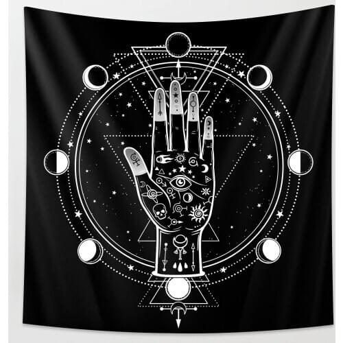 Black and white sun and moon tapestry home decoration divination witchcraft Bohemian decoration Hippie mattress