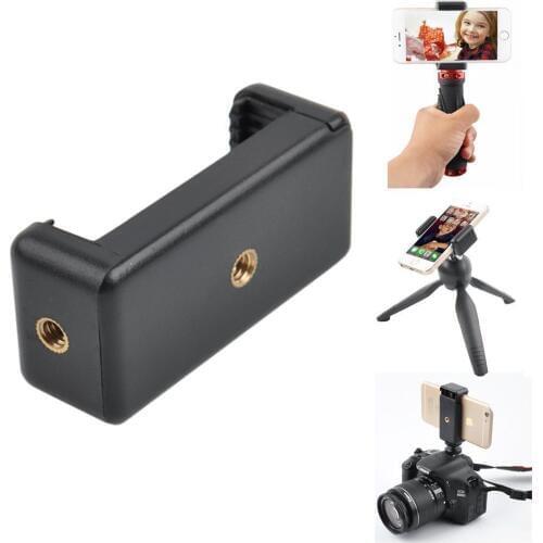 Black Universal Cell Phone Tripod Mount Adapter Holder with Double Screw Head