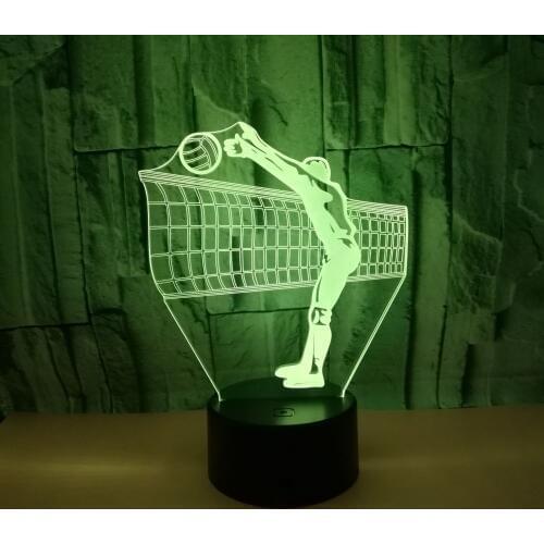 Playing Volleyball Colorful 3d Small Desk Lamp Colorful Touch Remote Control Small 3d Night Table Lamps For Living Room