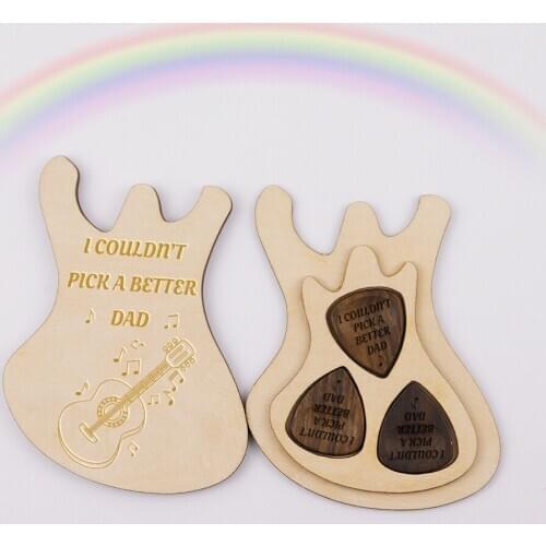 Wooden guitar picks box custom plectum holder set personlized laser engred gifts dropshipping 2020 center store ES0060