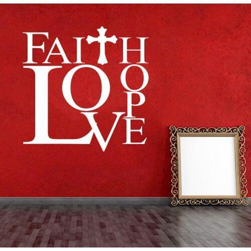 Christian faith love hope cross vinyl wall sticker decal art say exhilarating wallpaper childrens living room home decor DD0144