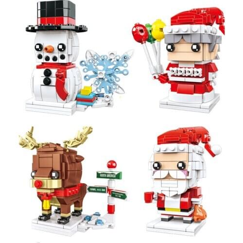 City Creator Series Winter Christmas Santa Claus Christmas Elk Snowman Brickheadz Building Blocks Bricks Toys Gifts