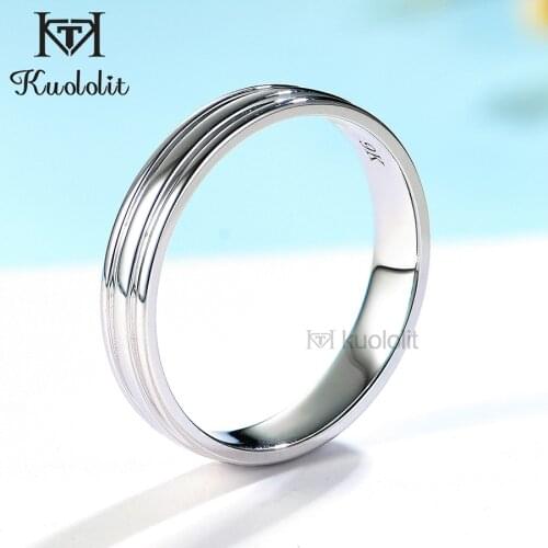 Kuololit Solid 18K 14K 10K Couple Rings for Women Men White Gold Luxury Ring for Engagement Anniversary Party Wedding Size 10