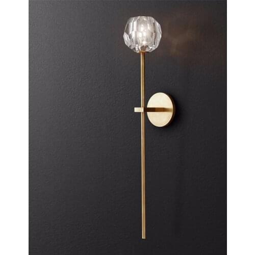 Copper Wall Lamp K9 luxury Simple Living Room Bedroom Bedside Lamp Modern Shinning Fancy Crystal Postmodern Solid Light