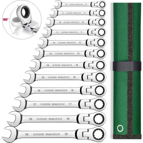 Ratchet Combination Metric Wrench Set with Movable Head, Socket Wrench and Gear Ring Torque Key Wrench Set Car Repair Tool