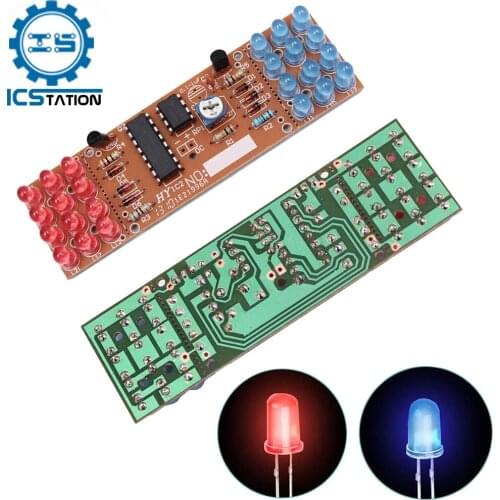 NE555 CD4017 IC Red Blue Dual-Color LED Strobe Flashing Light DIY Kit Strobe Electronic Suit Components Welding Practice