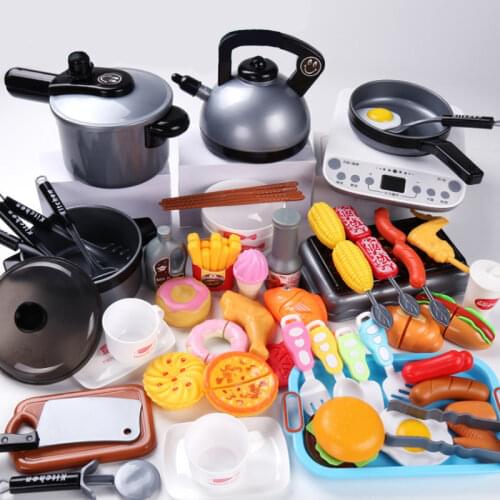 2020 New Set Hot Pretend Play Toy Microwave Oven Appliances Egg Pot Cutting Toy Food Set Toy Simulation With Meat Toy Gift