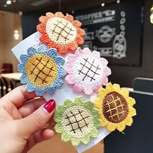 New Sweet lovely sunflower Yarn flower hair clip BB clip word duck hairpin Barrettes For Women Girls Clamps Hair Claw Headwear