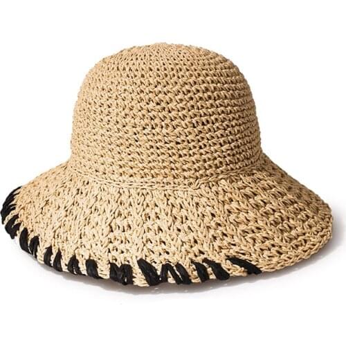 NEW 2021 Womens Sea beach vacation leisure sunscreen hats for girls summer 100%Raffia sun hat Visor Temperament Straw hats Gril