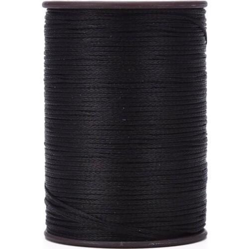 About 100m/roll Black Flat Waxed Thread Cords 0.8mm for Leather Sewing Stitching Strings Bracelet Jewelry Making Accessories