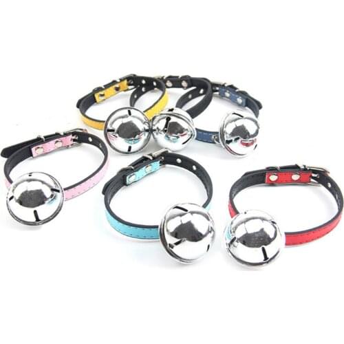 Small Dog Collar For Teddy Chihuahua Adjustable PU Pet Lead Supplies Puppy Cat Necklace With Bell Pendant