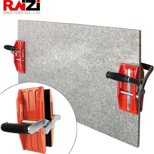 Raizi 1 Pair Double Handed Carry Clamps For Glass Granite Stone Handling Lifting Tools Large Format Tile Hands Carrying Clip