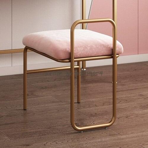 Nordic iron art makeup stool net red ins dressing stool modern makeup chair bedroom home backrest simple small stool