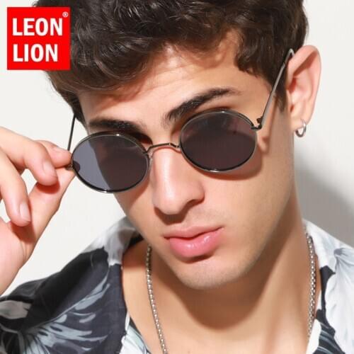 LeonLion Retro Round Sunglasses Men Designer Glasses Men/Women Punk Eyeglasses Shades for Women Mirror Lentes De Sol Mujer 2021