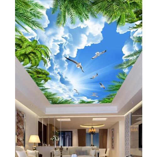 3d modern wallpaper wall ceiling Blue sky, white seagull wallpaper art mural home decor 3d ceiling
