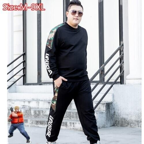 Tracksuit Men Chandal Plus Size 6XL 7XL 2 Pieces Sets Autumn Mens Clothing Sweat Suits 8XL 9XL Fleece Winter Sports Wear Clothes