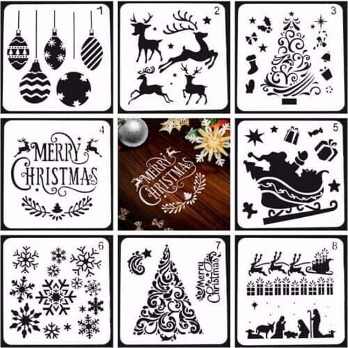 1PC Christmas DIY Craft Hollow Layering Stencils Christmas Painting Template For Wall Painting Decorative Album Drawing Template