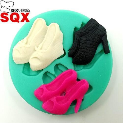 Three pairs of shoes Silicone 3D Cake Fondant Mold, Cake Decoration Tool, Food Grade Material kitchen accessories SQ15255