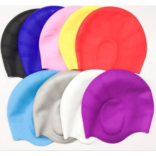 High Elastic Men Women Swimming Cap Ear Cover Surfing And Diving Caps Pure Color Water Sport Waterproof Hair Protection Swim Hat