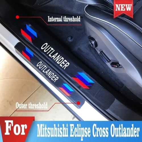 Car Door Sill Protector Stickers Scuff Plate Decor Sticker For Mitsubishi Eclipse Cross Outlander Accessories
