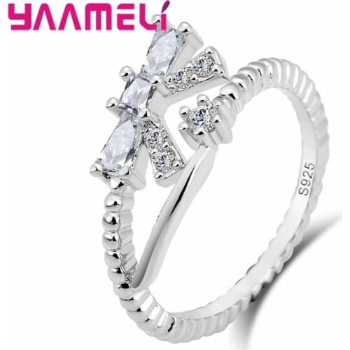 Trendy 925 Sterling Silver Rings For Women Engagement Proposal Accessory Charm Wedding Finger Ring With Cubic Zirconia